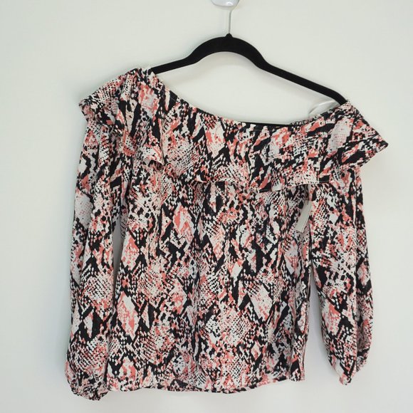 Bar III Printed Ruffled One Shoulder Top XXS - Picture 1 of 5